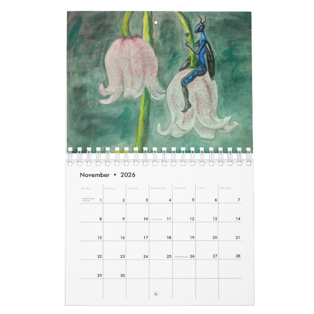 Calendrier féerique de fleur (Nov 2026)
