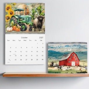 Calendrier Ferme Amusante Cour de Ferme Enfants de la Campagn