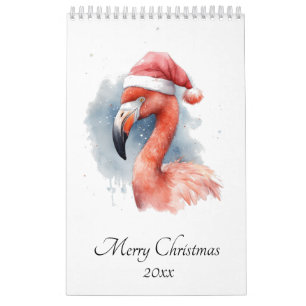 Calendrier Flamant rose de Noël personnalisable