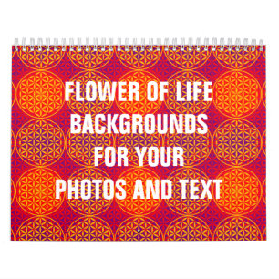 Calendrier Fleur de vie - motif de timbre - rose orange