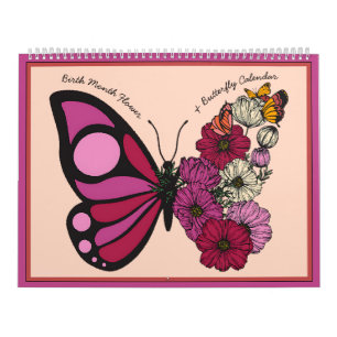Calendrier Fleur et papillon du mois de naissance