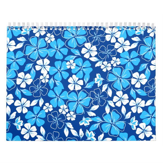 Calendrier Fleurs bleues et blanches (Protection)