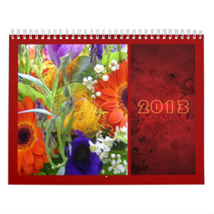 Calendrier Fleurs bouquet floral bund rouge élégant
