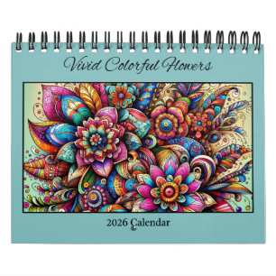 Calendrier Fleurs Colorées Vivides 2026