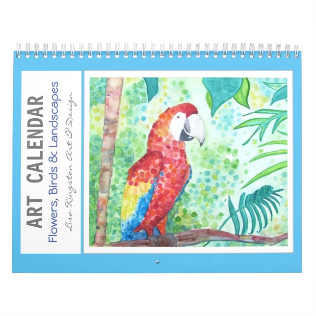 Calendrier Fleurs d'aquarelle Oiseaux et paysages (Protection)