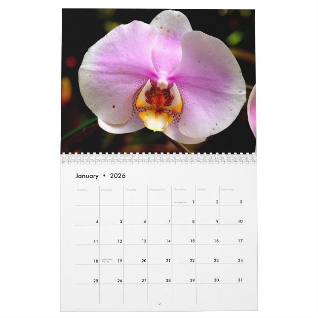 Calendrier Fleurs d'Hawaï (Jan 2026)