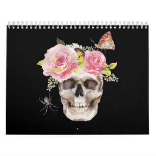 Calendrier Fleurs du crâne Araignée papillon Halloween Cadeau