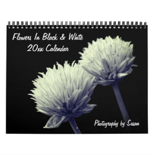 Calendrier Fleurs en noir et blanc