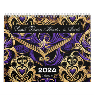 Calendrier Fleurs et torrents de coeur violet