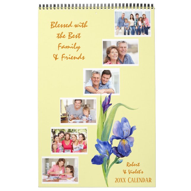 Calendrier Fleurs printanières Collage photo personnalisé Jau (Protection)