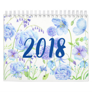 Calendrier floral 2018 de jardins d'aquarelle