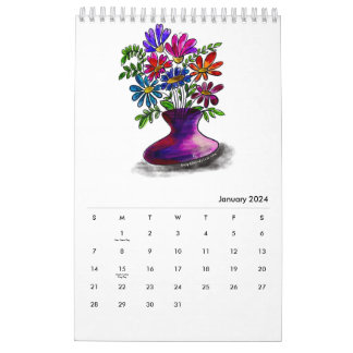 Calendrier Floral 2024 à une seule page