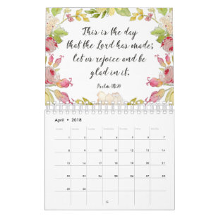 Calendrier floral de vers de bible d'aquarelle
