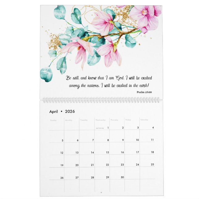 Calendrier floral du couplet de la Bible (Apr 2026)