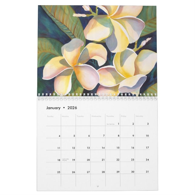 Calendrier floral hawaïen (Jan 2026)