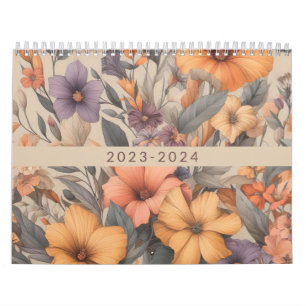 Calendrier Floral rustique vintage élégant élégant