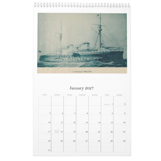 Calendrier Flotte espagnole 1898 (Jan 2027)