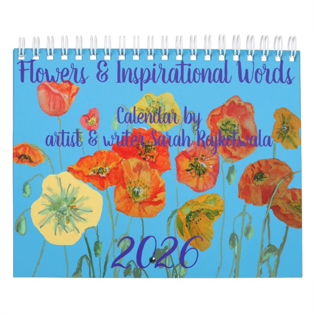 Calendrier Flowers and Inspirational Words 2026 Calendar Art (Protection)