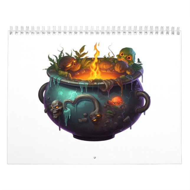 Calendrier four à sorcière avec crâne d'halloween (Protection)