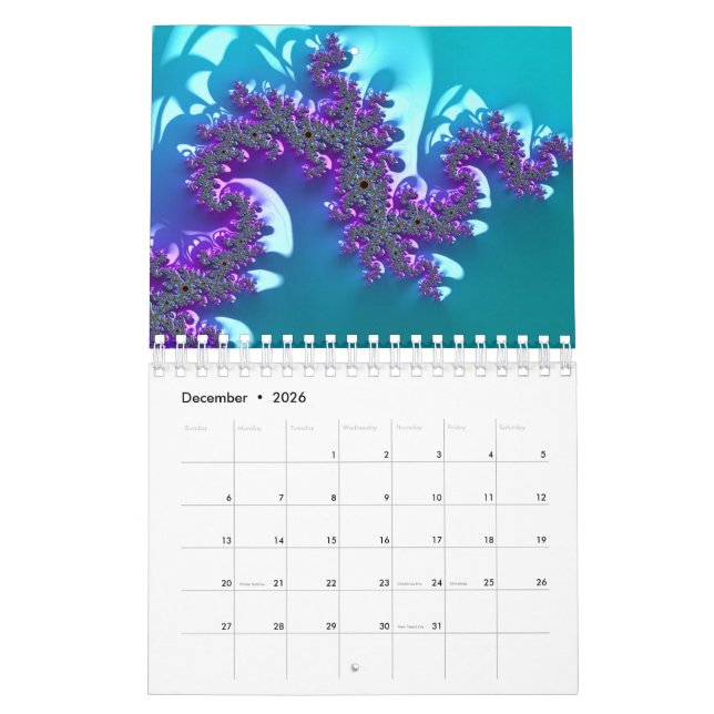 Calendrier fractale mandelbrot (Dec 2026)