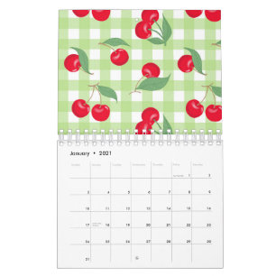 Calendrier Fruit rouge Fruit vert Feuilles Pastel Lumberjack