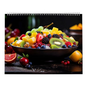 Calendrier Fruits frais Assortiment Aliments colorés sains