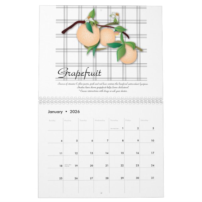 Calendrier Fruits nutritionnels, 2011, (avec l'information (Jan 2026)