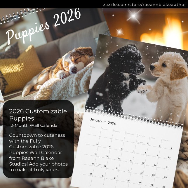 Calendrier Fully Customizable 2026 Puppies Wall Calendar (Créateur téléchargé)