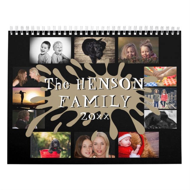 Calendrier Fun Color Splash Black Family Photo Collage (Protection)