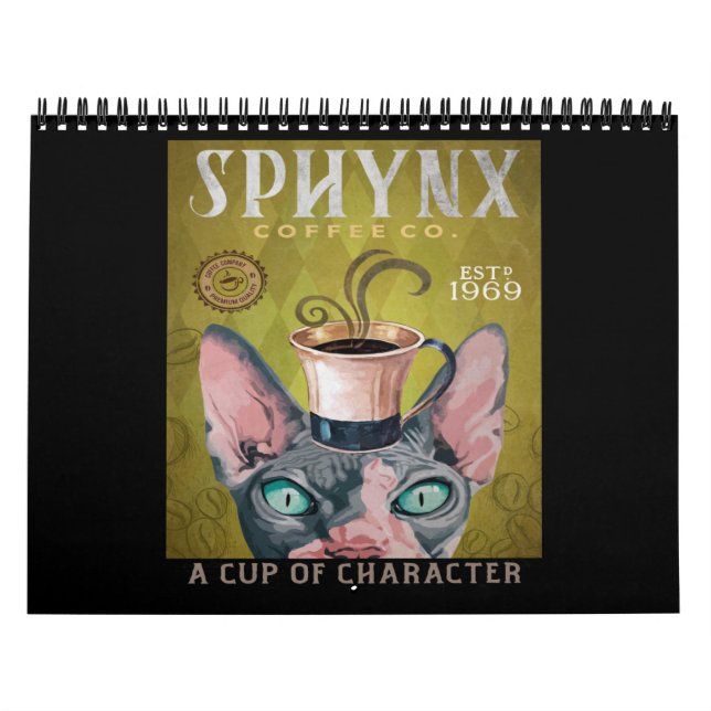 Calendrier Funny Sphynx Cat Coffee (Protection)