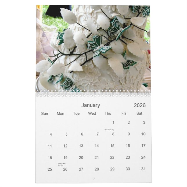 Calendrier Gâteaux de mariage extraordinaires (Jan 2026)