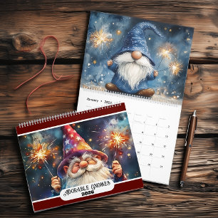 Calendrier Gnomes adorables 2026 Moyen Deux pages