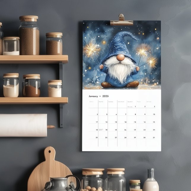 Calendrier Gnomes adorables 2026 Page unique (Créateur téléchargé)