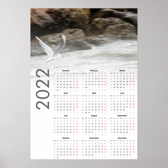 Calendrier Goéland 2022 Poster - Lundi en premier (Devant)
