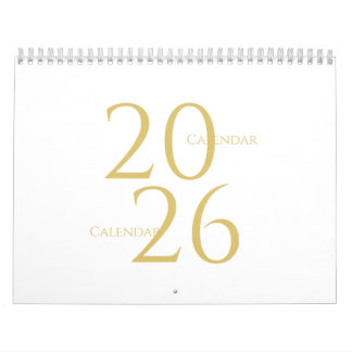 Calendrier Gold Simple Elegant 2026 Calendar