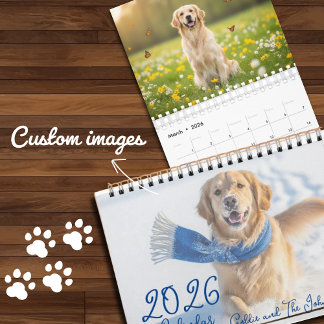 Calendrier Golden Retriever 2026 – Mensuel Adorabl