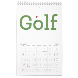 Calendrier GOLF typography 2026 Hanging Wall
