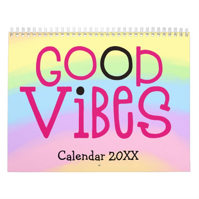 Calendrier Good Vibes Quote PositiveTypographie Arc-en-ciel 2 (Protection)
