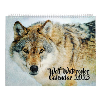 Calendrier Gorgeous Wolf Wildlife Watercolor Wolves Painting