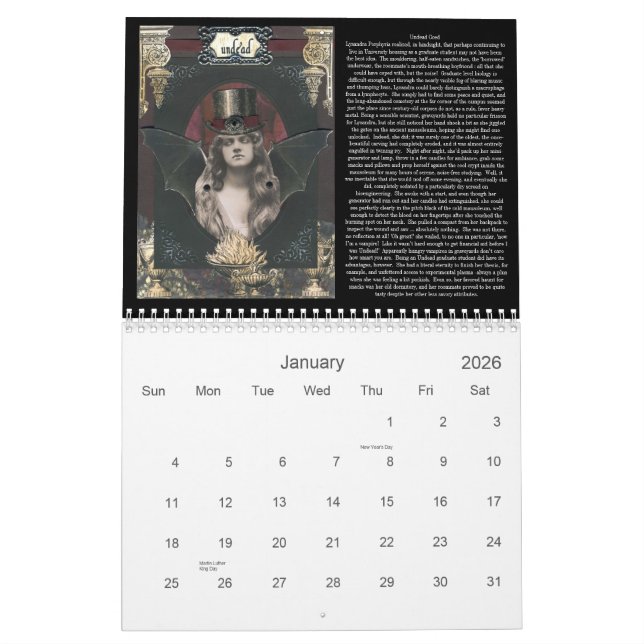 Calendrier Gothique macabre du biscuit 2012 de Winona (Jan 2026)