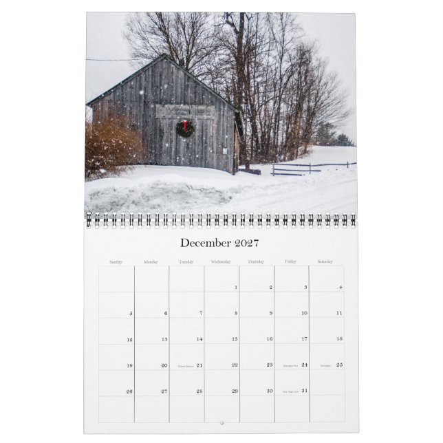 Calendrier Granges de l'Amérique (Dec 2027)