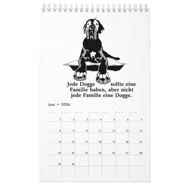 Calendrier Great Dane Calendar Citations blanches (Jun 2026)