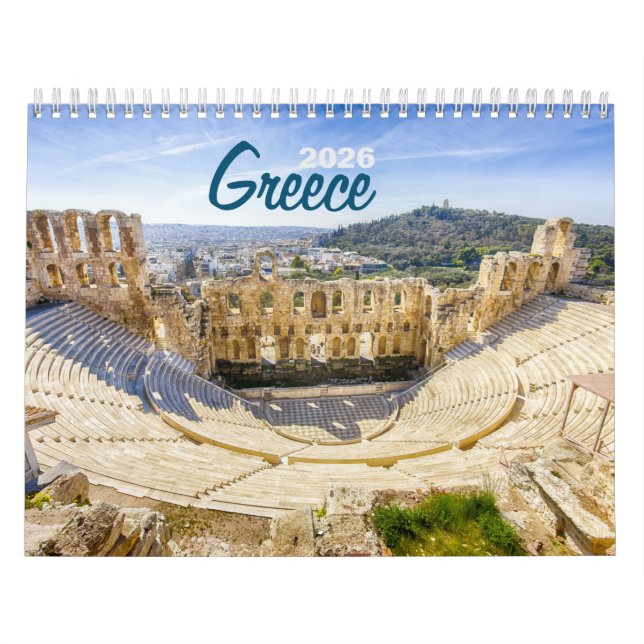 Calendrier Greece 2026 Photo Wall Calendar – Scenic Greek  (Protection)