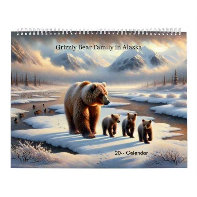 Calendrier Grizzly Bear Mother Cubs Alaska Wildlife Calendar (Protection)