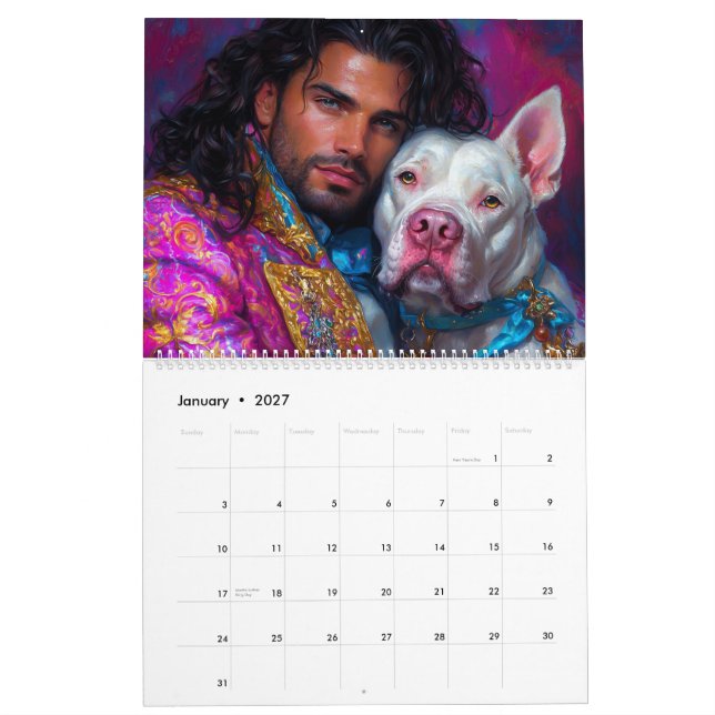 Calendrier Guerriers et héros de chiens Pitbull (Jan 2027)