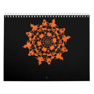 Calendrier Halloween Mandala Spider Witch Ghost Skull