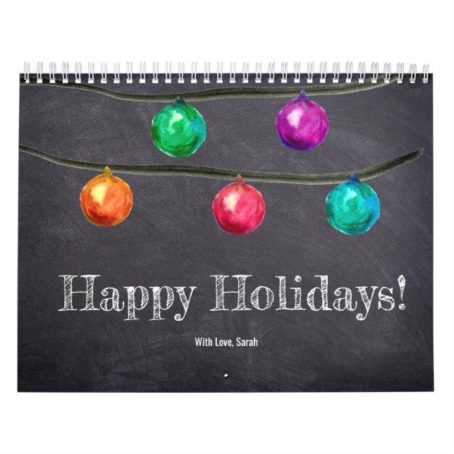 Calendrier Happy Holidays personnalisé 12 photos mensuelles (Protection)