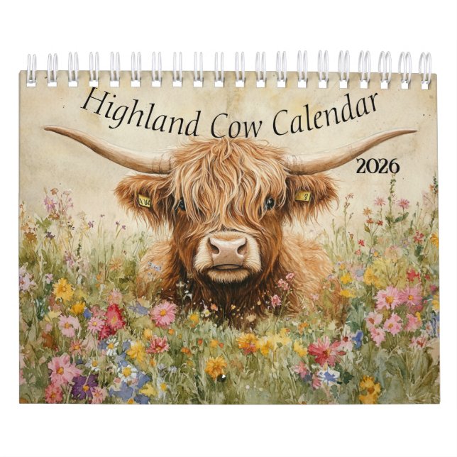 Calendrier Highland Cow Calendar 2026 (Protection)