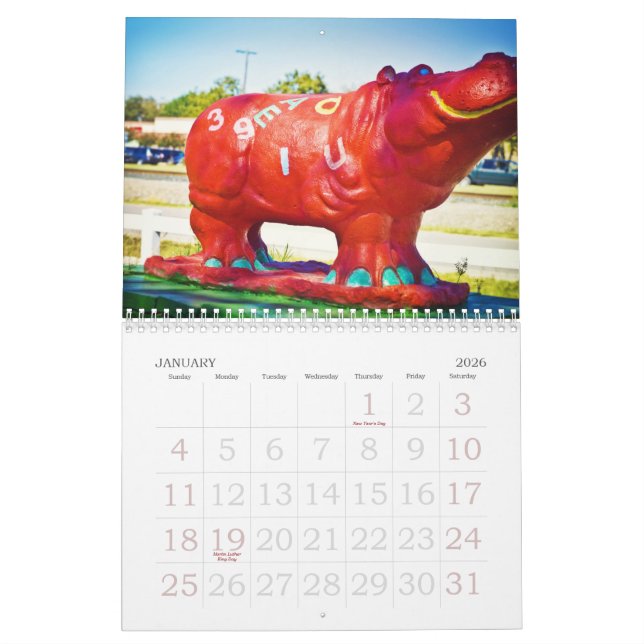 Calendrier Hippopotames de Hutto le Texas ! II (Jan 2026)