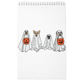 Calendrier Hommes mignons femmes Halloween chien chiens fantô